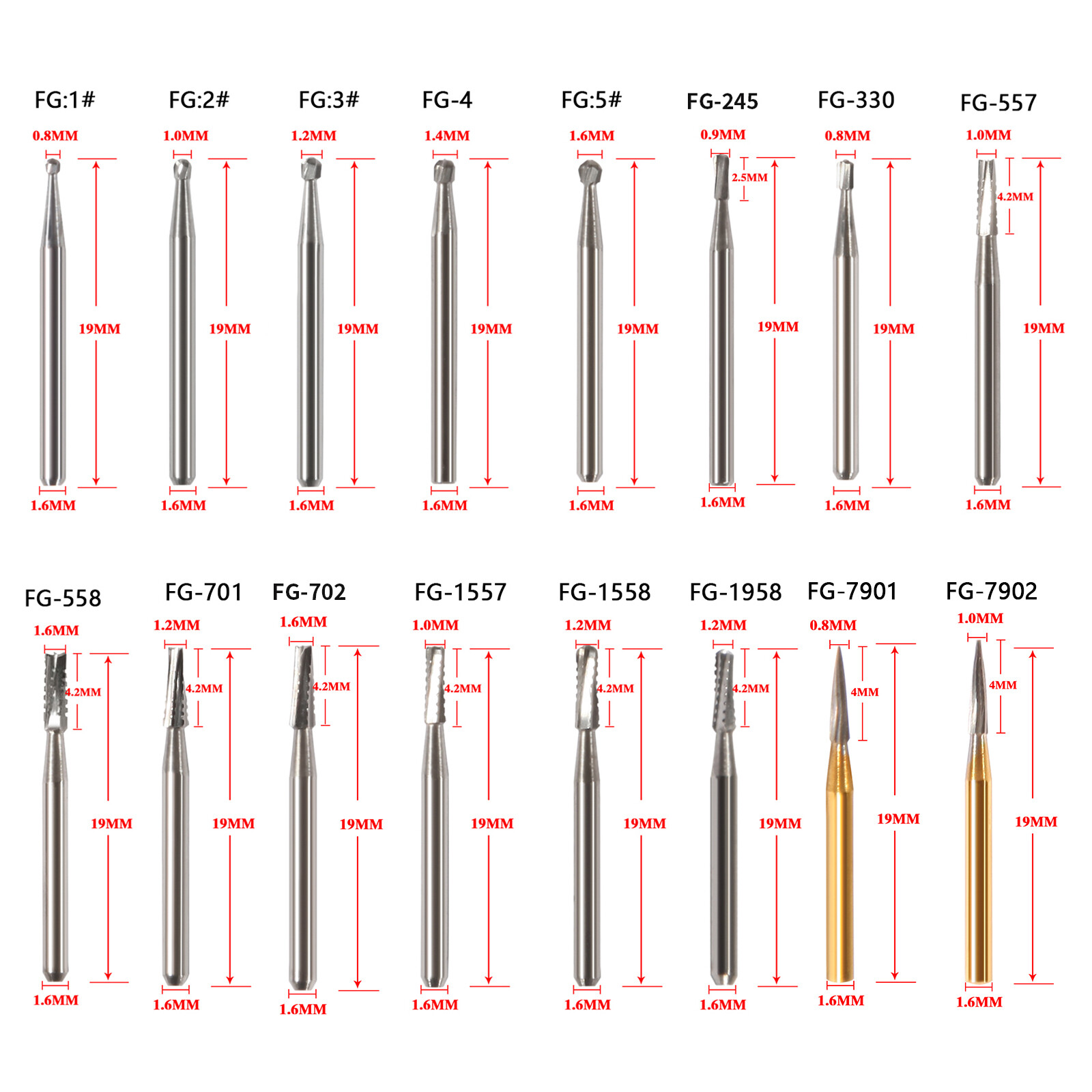 10-100PCS Dental Carbide Burs FG /Pear-Shaped High Speed Tungsten Steel SALE