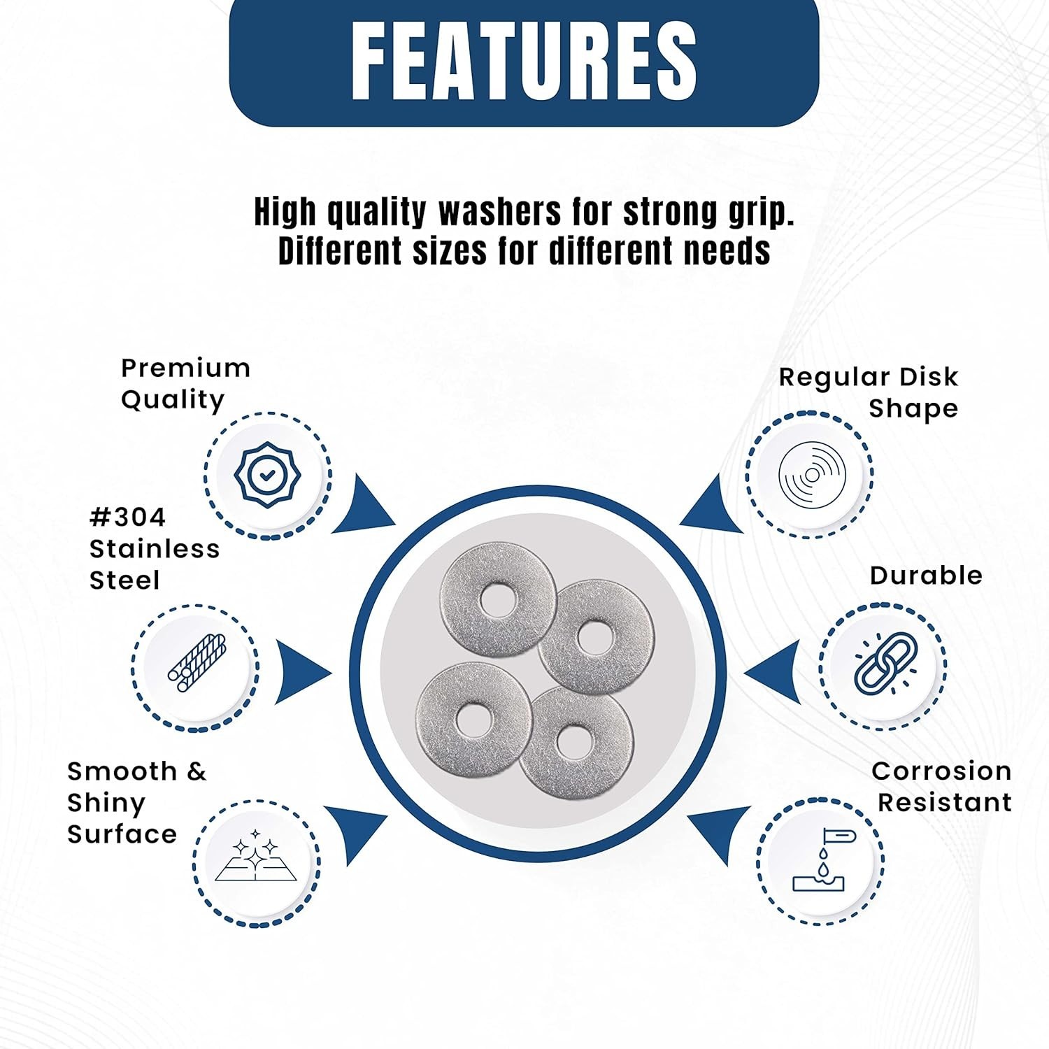 High Compatibility Flat Washers Set – 304 Stainless Steel