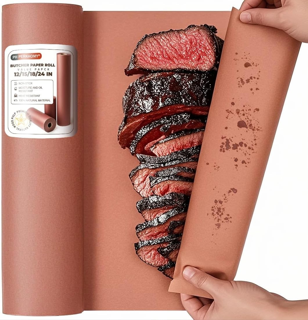 Pink Butcher Paper Roll 18×80 ft for BBQ Smoker, Unbleached & Uncoated