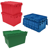 UBMOVE Storage Plastic Tote Crate Attached Lid Flip Top, 27″x16.9″x12.5″ Color C