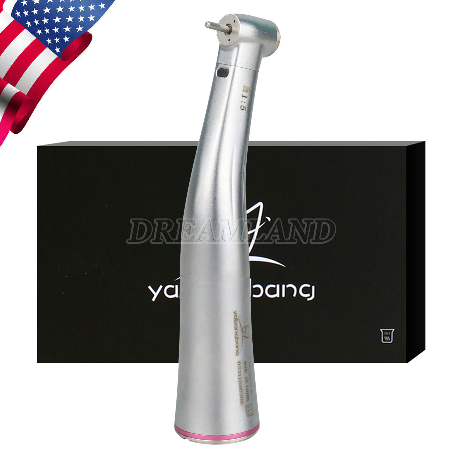 Yabangbang Dental 1:5 Fiber Optic LED Electric Handpiece Stainless Contra Angle