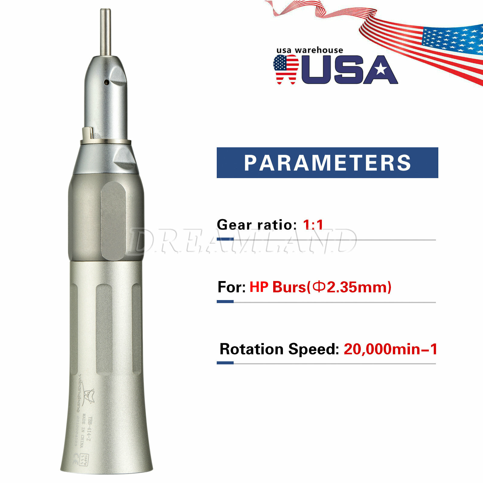 Dental Low Speed Handpiece 1:1 Direct drive Straight Nose Cone Fit NSK