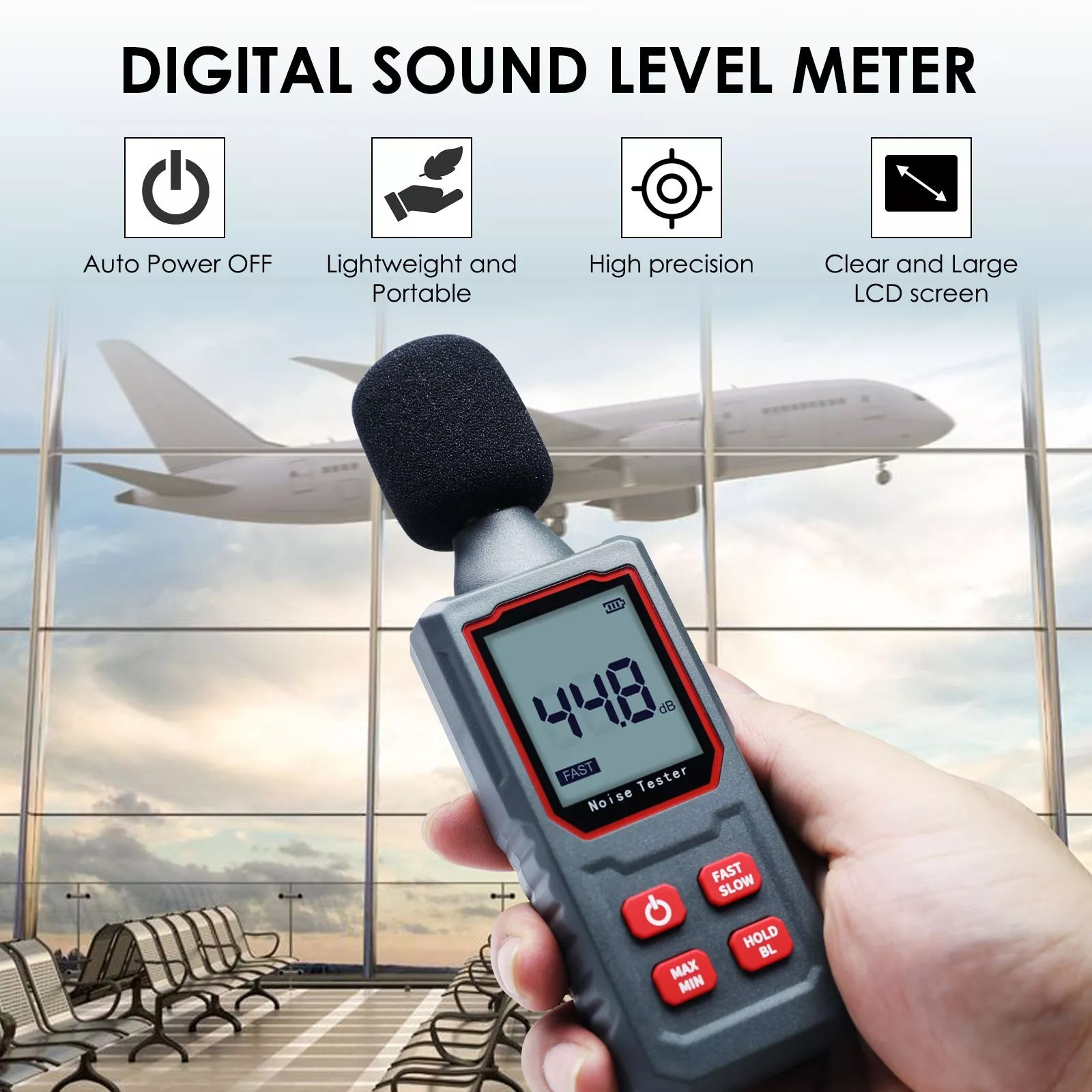 Portable digital sound meter professional precise decibel tester 30-130dB