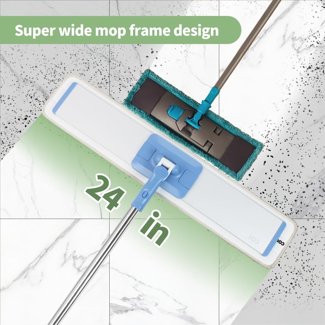 CQT Commercial Flat Microfiber Floor Mop Cleaning System 24″ Inch Wet Blue