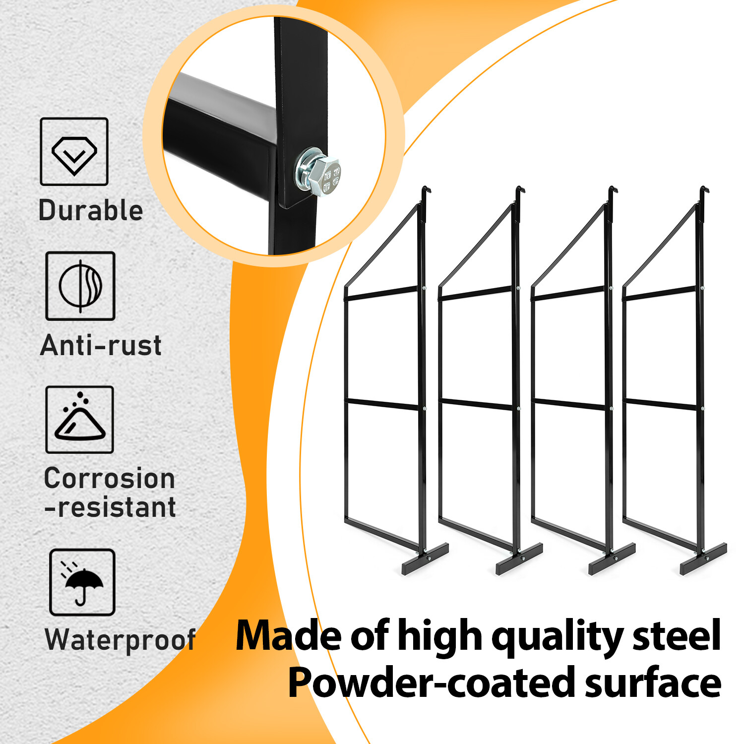 4 Pack Black Cargo Shipping Container Shelving Shelf Brackets Universal Fitment