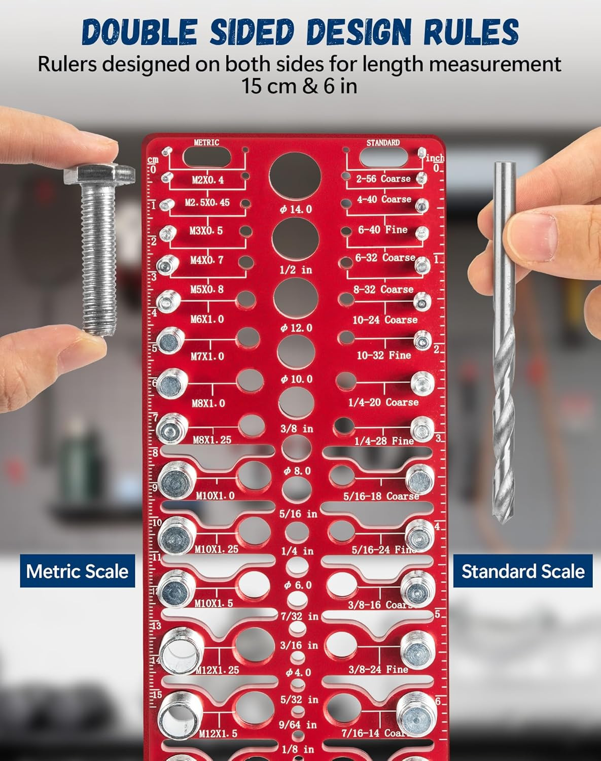 57-Piece Nut and Bolt Thread Checker with Standard and Metric Gauges