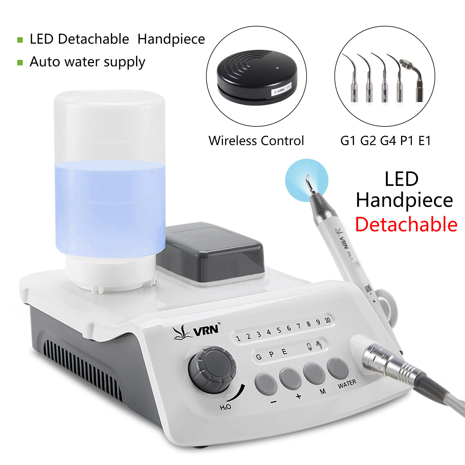 Auto Water Supply Dental Ultrasonic Piezo Scaler LED Handpiece Wireless Control