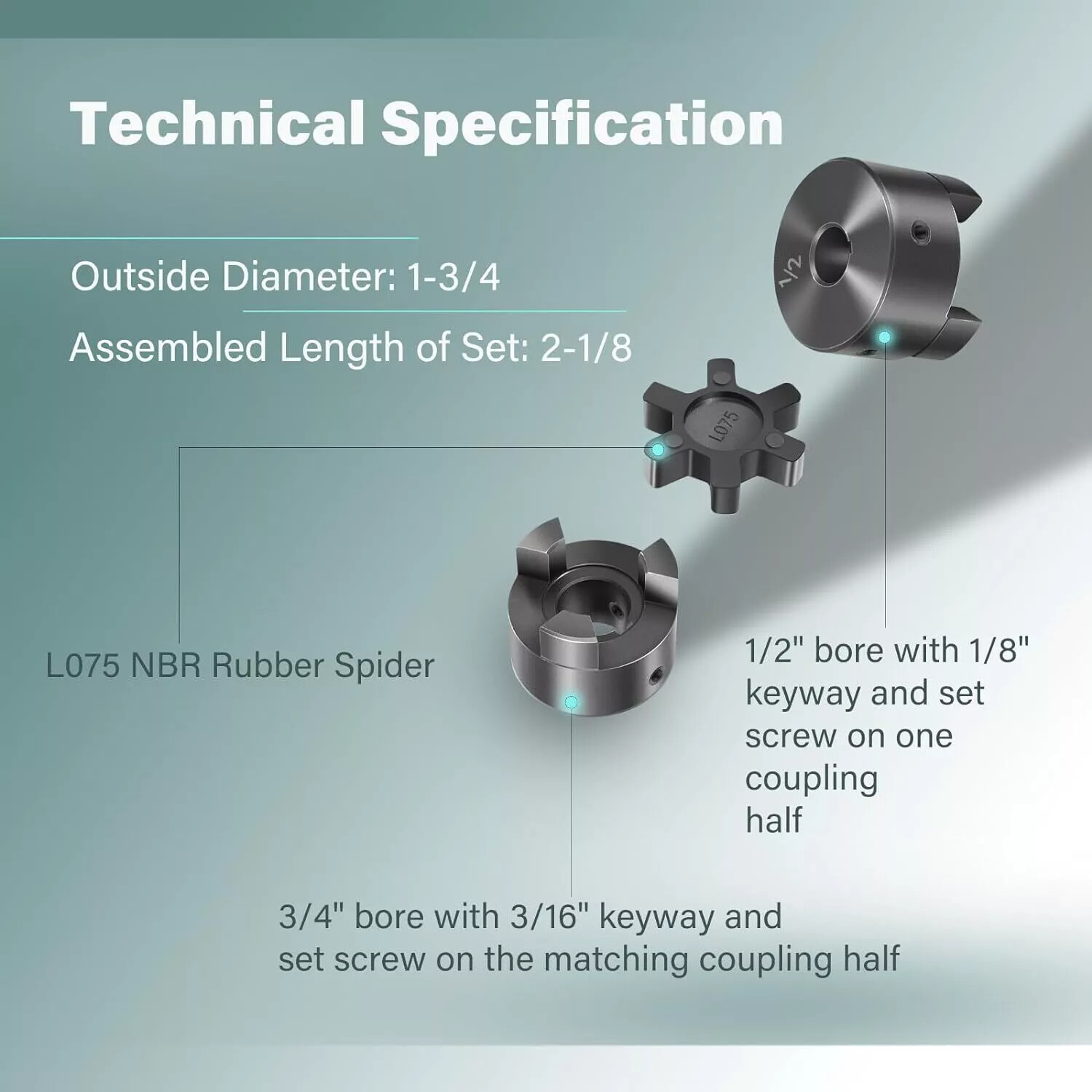 3Pcs 1/2″ to 3/4″ L075 L-Jaw Coupling Set For Log Wood Splitter Hybrid Equipment