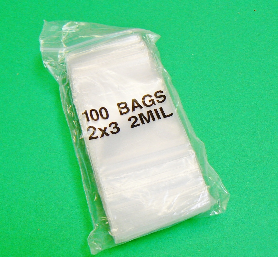 Zip Seal Lock Bag 2×3 Clear 2 Mil Resealabe Zip Slide Baggies Poly 2″ x 3″ 100Pc