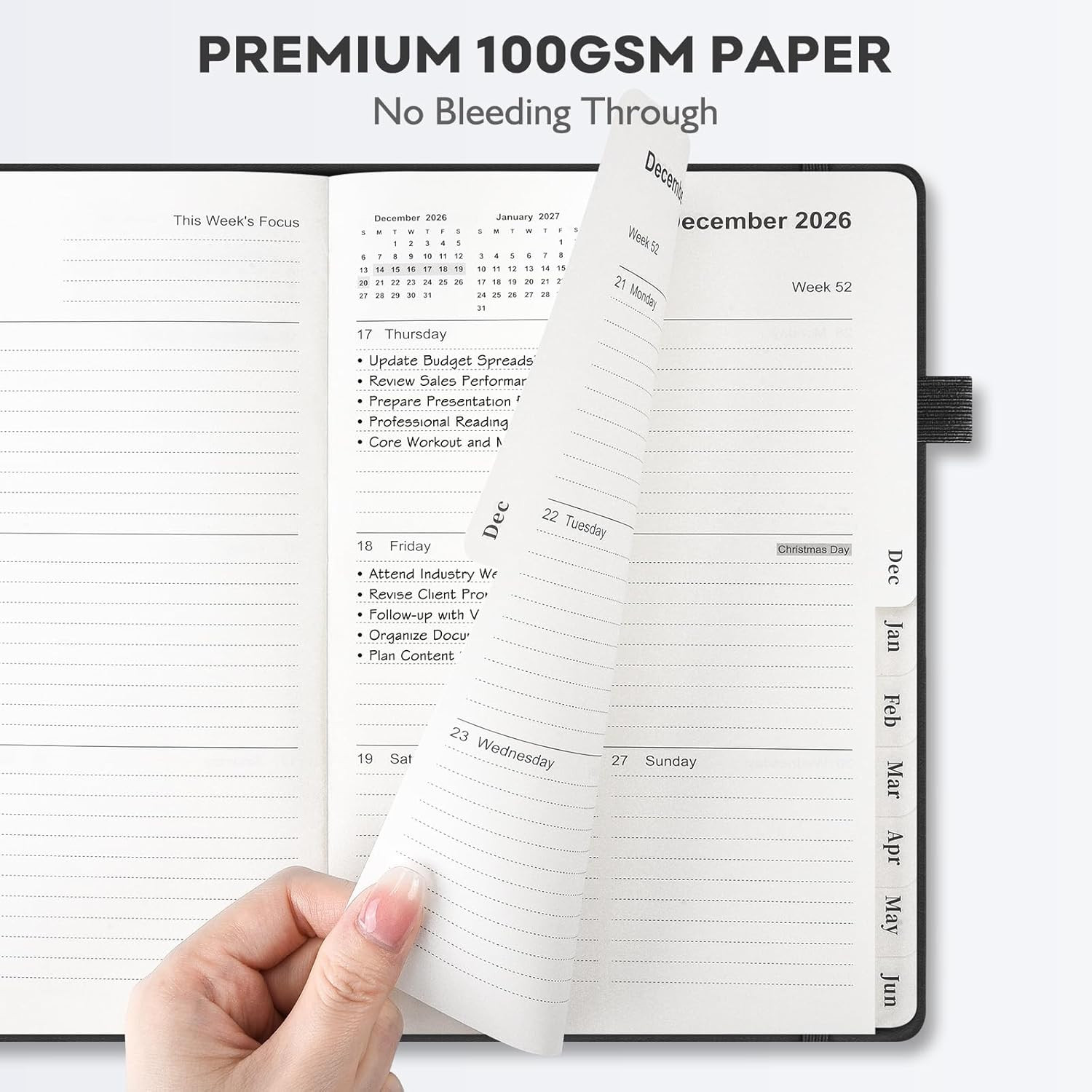 Leather Academic Planner 2026-2027: A5 Black Business Weekly & Monthly Planner f