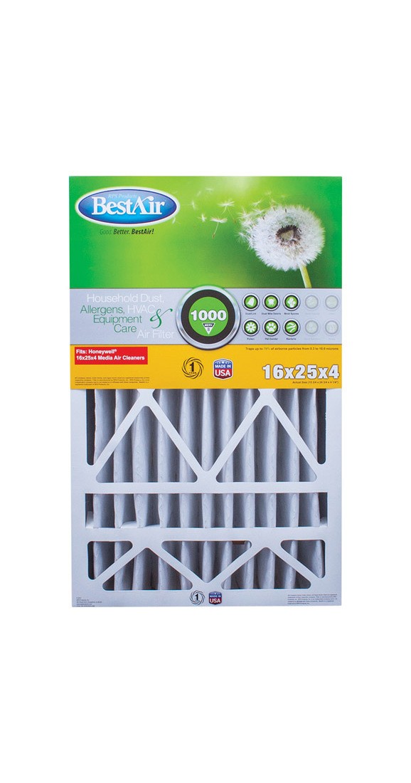 BestAir HW1625-8R Air Filter, 25 in L, 16 in W, 8 MERV