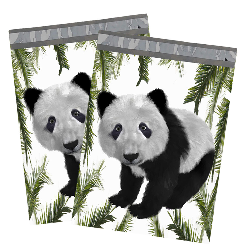 10×13 Tropical Palm Leaves & Panda Bear Poly Mailers, USPS Shipping Mailing Bags