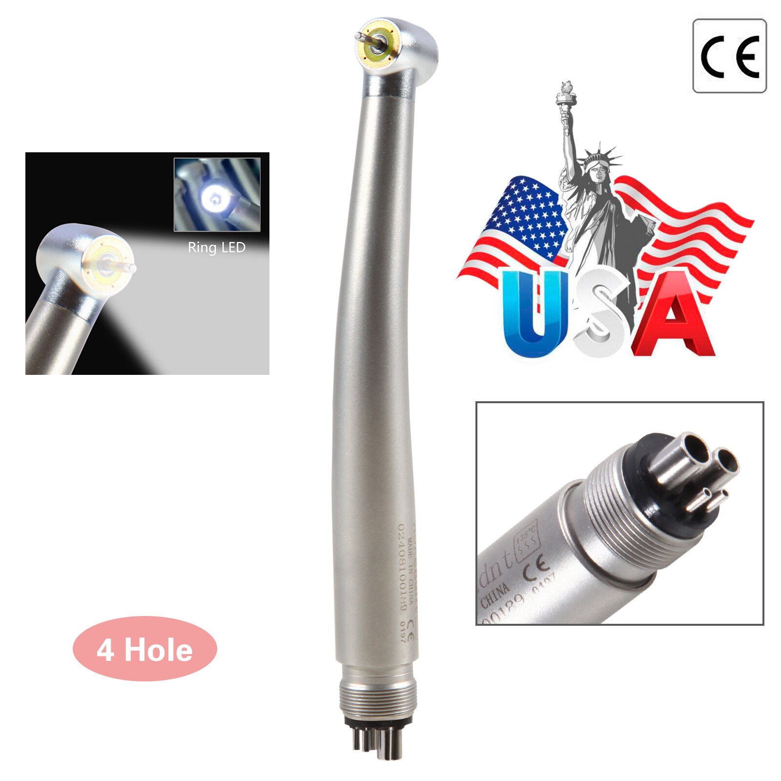 Dental Shadowless Ring LED High Speed Handpiece E-generator 4 Hole Midwest SA
