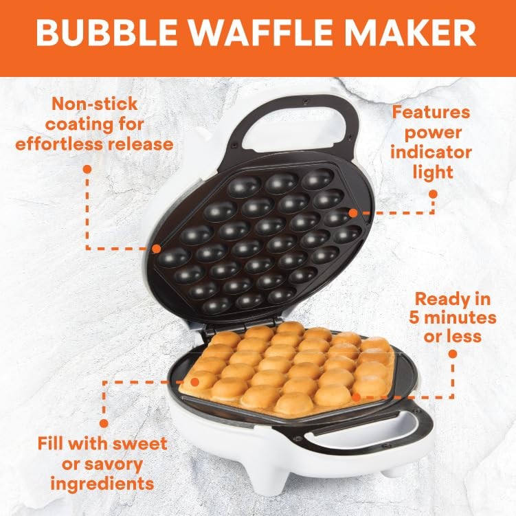 MasterChef Bubble Waffle Maker- Electric Non stick Hong Kong Egg Waffler Iron Gr