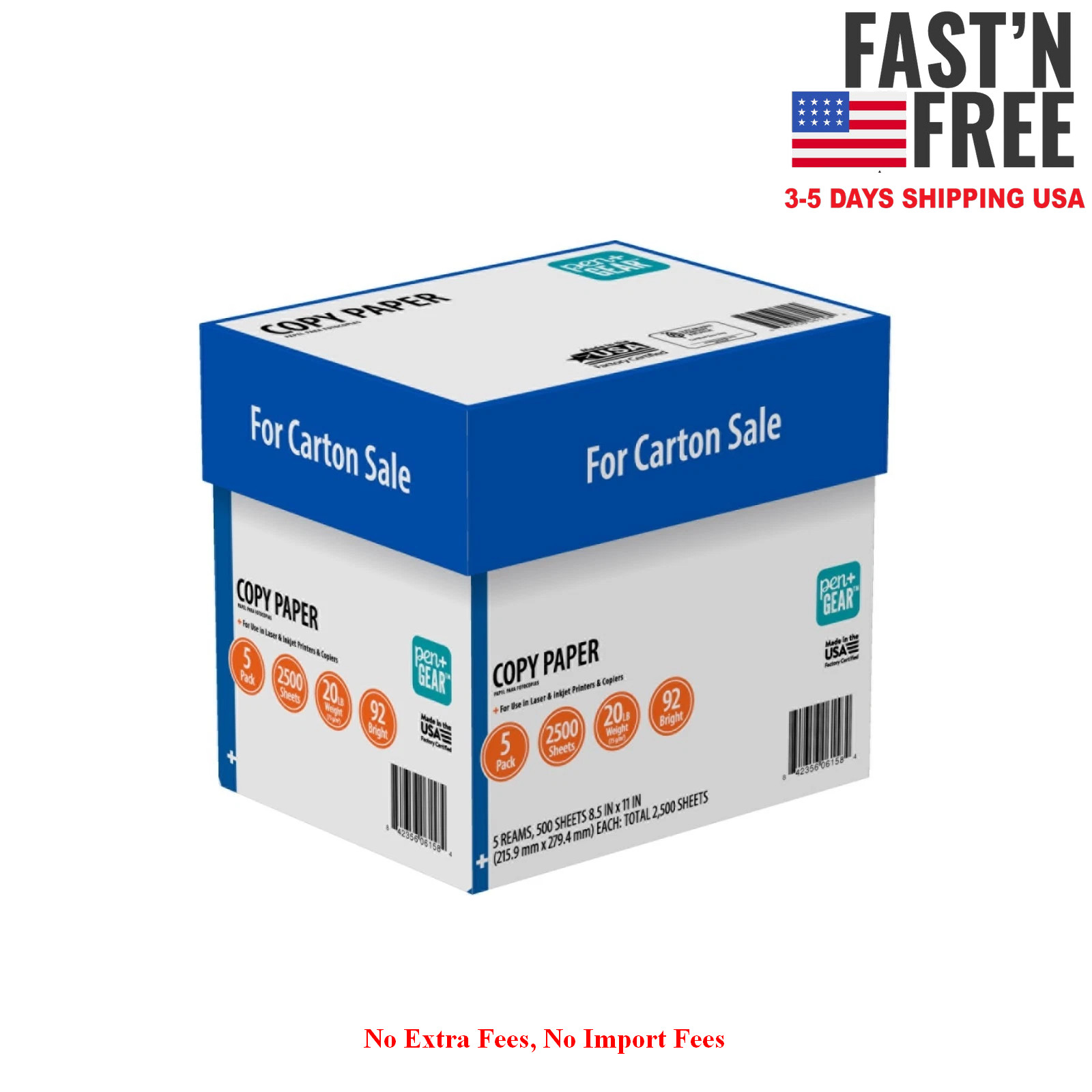 2 Pack Pen+Gear Copy Paper 8.5 x 11 92 Bright White 20 lb 5 Ream 2500 Sheets