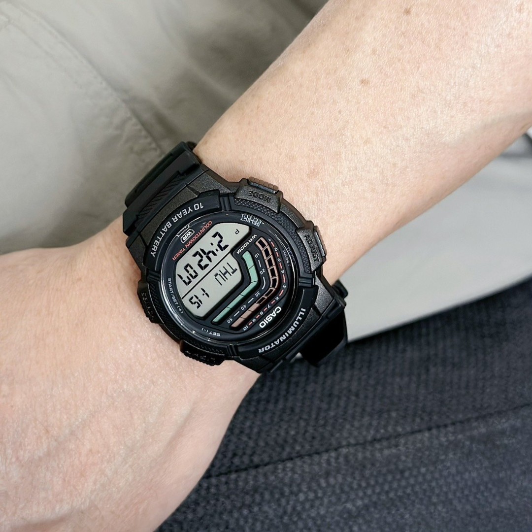 Casio WS-1800-1AV Digital Sport 100M WR Alarm LED Backlight Stopwatch Dual Time
