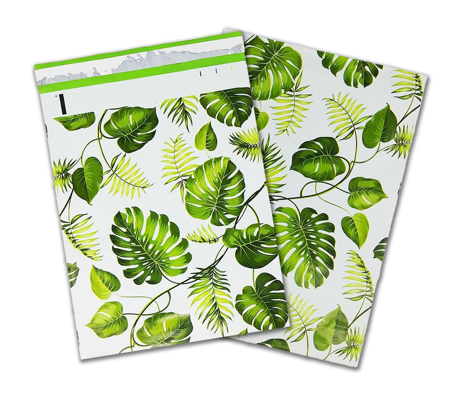 10×13, 14.5x19x4″ Tropical Palm Leaves Flat Poly Mailers Combo, Medium and Large