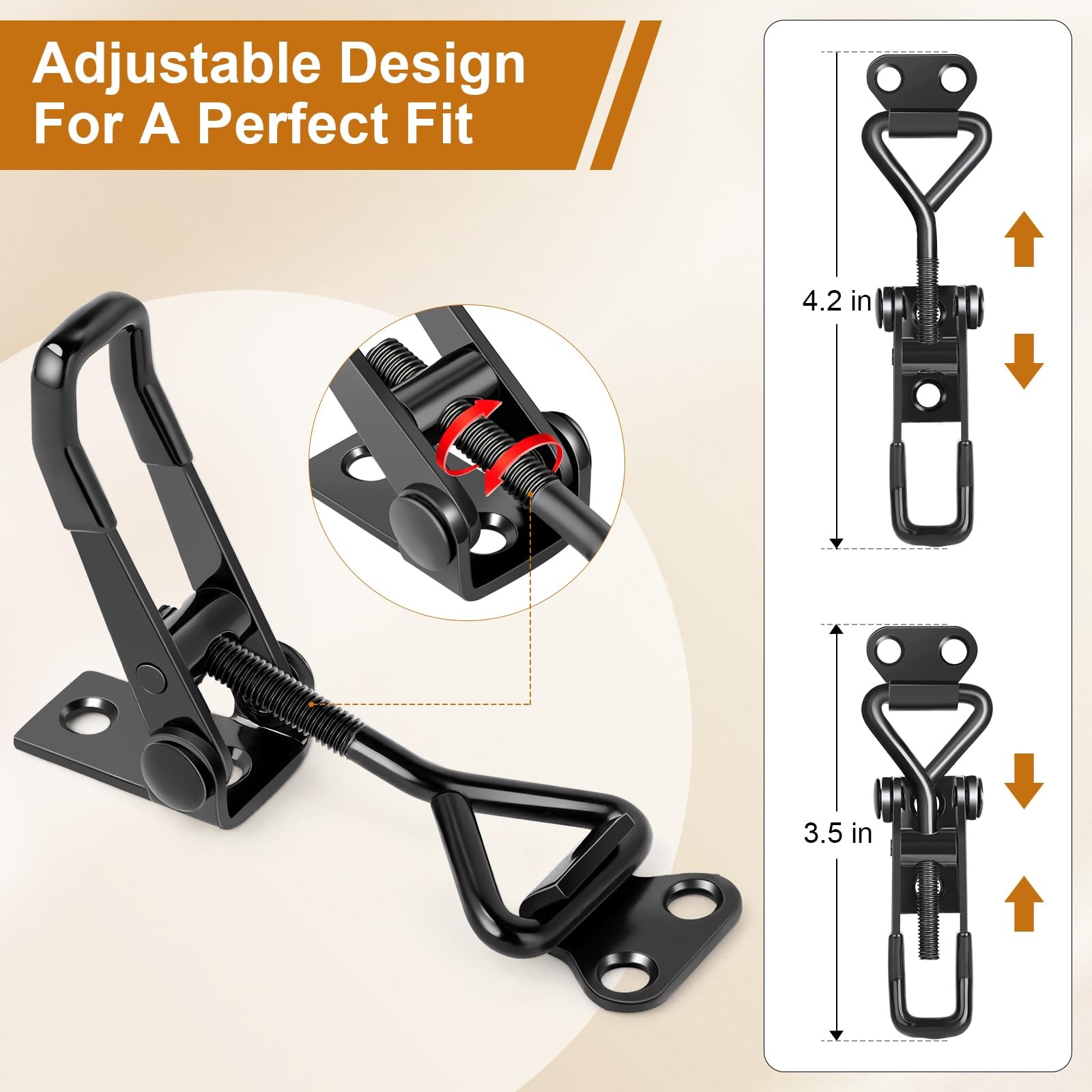 6 Pack Adjustable Toggle Latches 330Lbs HeavyDuty Black Metal for Smoker Door T