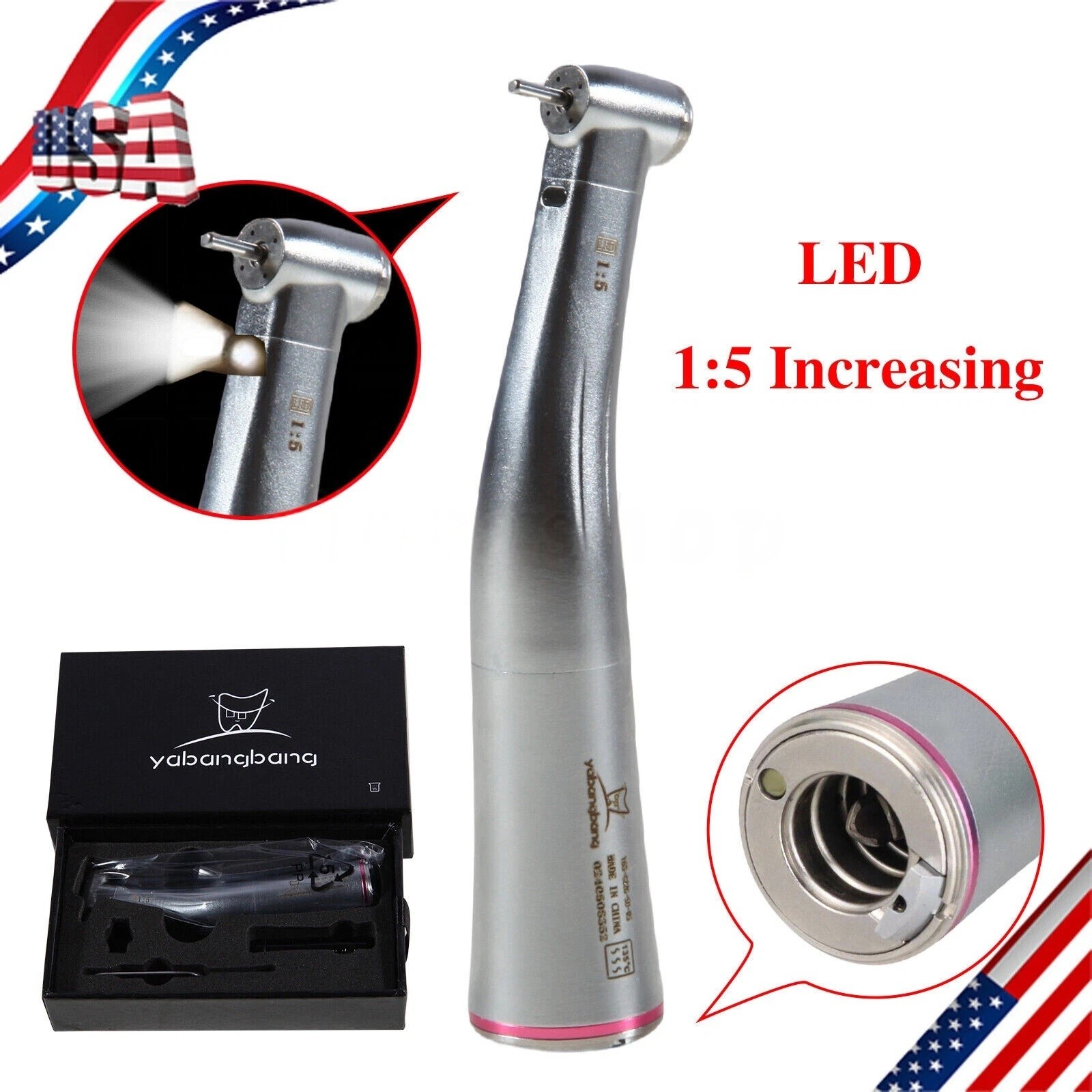 Dental Electric Highspeed Handpiece 1:5 Fiber Optic Contra Angle E-Type