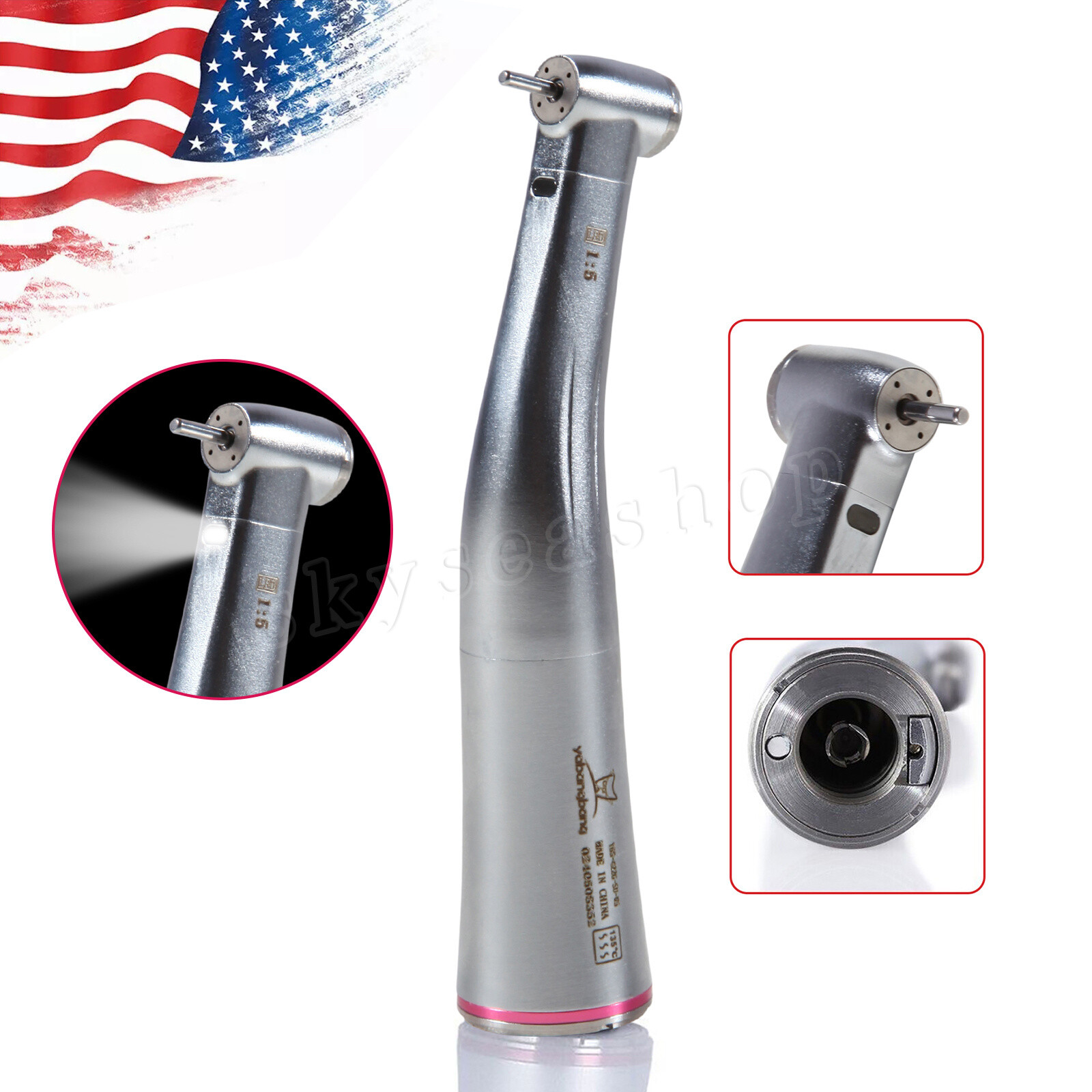 Dental 1:5 Contrangulo Agua-Spray interno FG1.6mm Fiber Optic Handpiece for NSK
