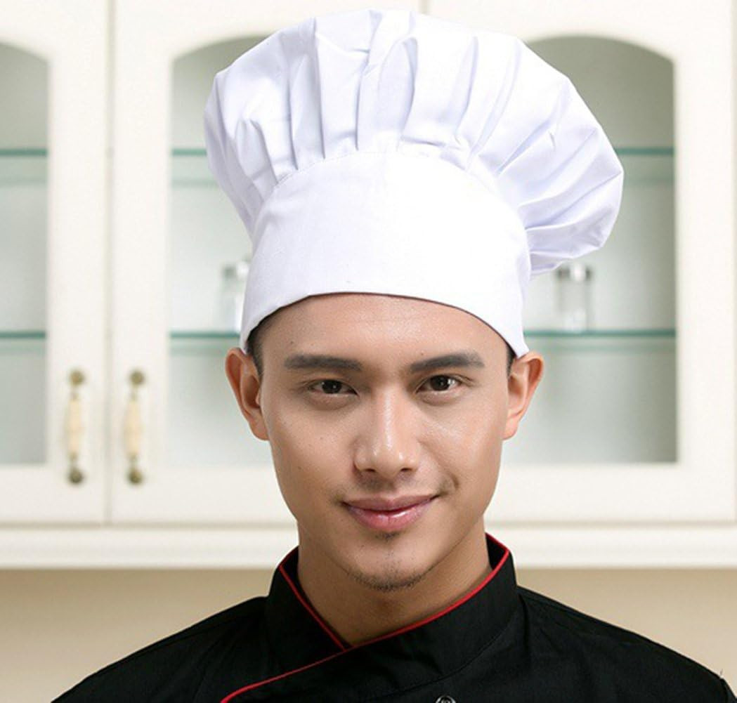 Chef Hat Adult Kids Elastic Back Kitchen Cooking Baker Cap for Men Women Unisex