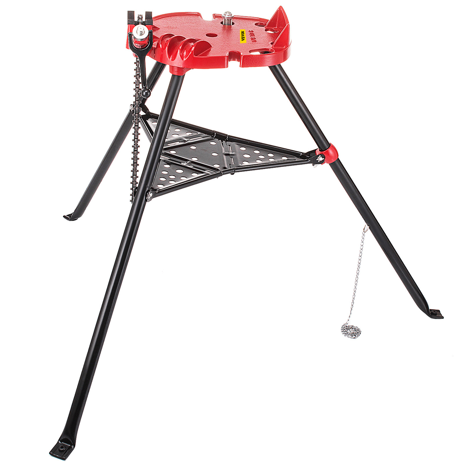 VEVOR 460-6 Tripod Pipe Chain Vise 6″ Capacity Foldable Steel Legs w/ Tool Tray