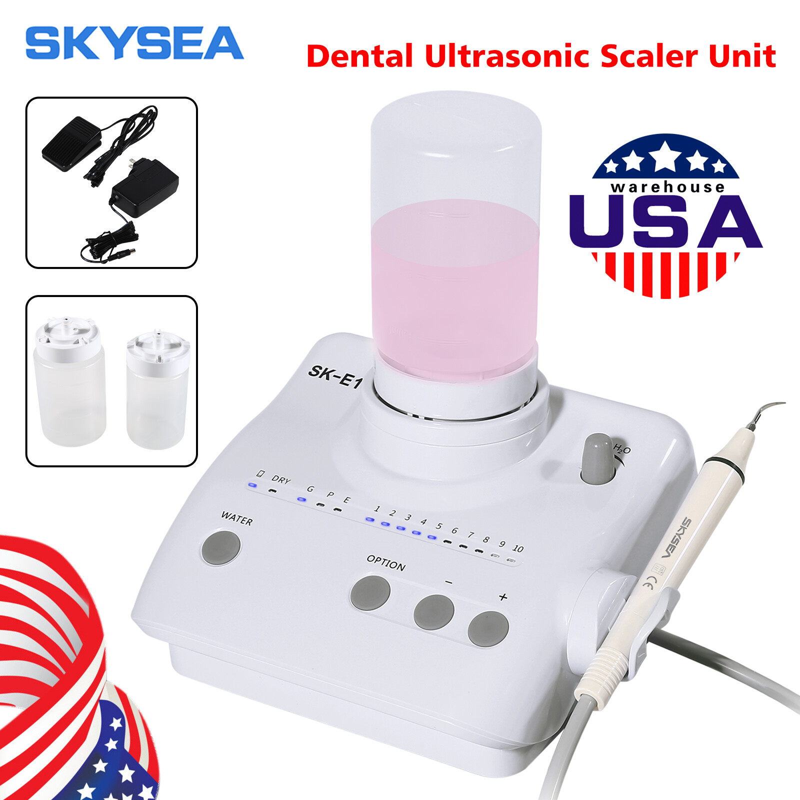 For Cavitron Dental Ultrasonic Scaler fit EMS Woodpecker+4*Handpiece+ Bottles US