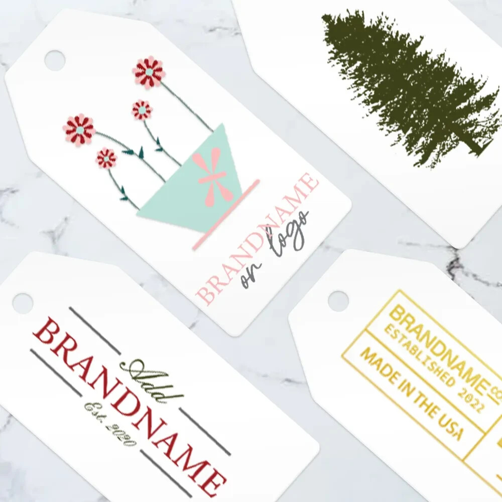 100 PCS 1-1/2″ x 3-1/8″ Custom Printed Personalized Branded Hang Tags