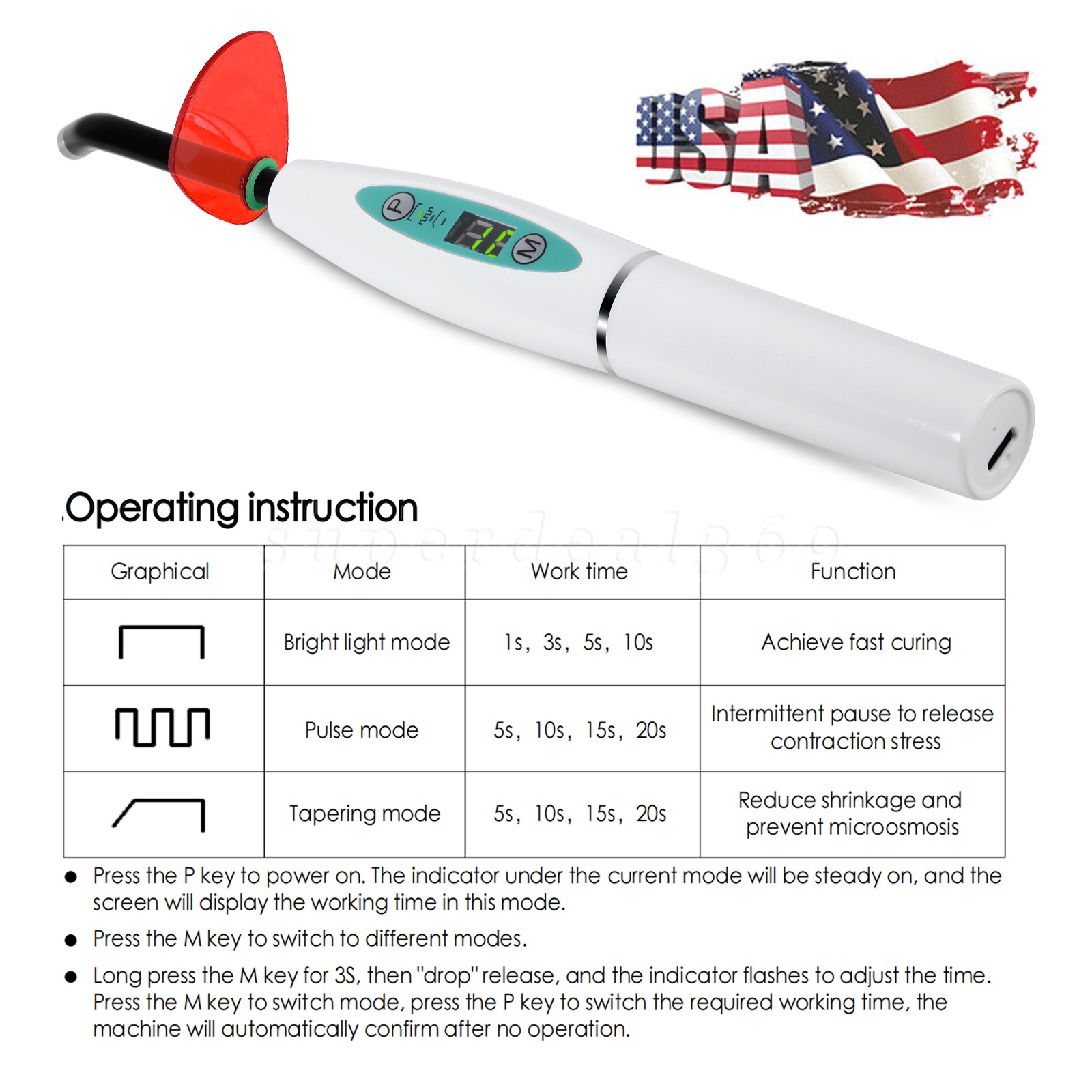 NSK Style Dental Slow Low Speed Contra Angle Handpiece Push Button E-type FX65
