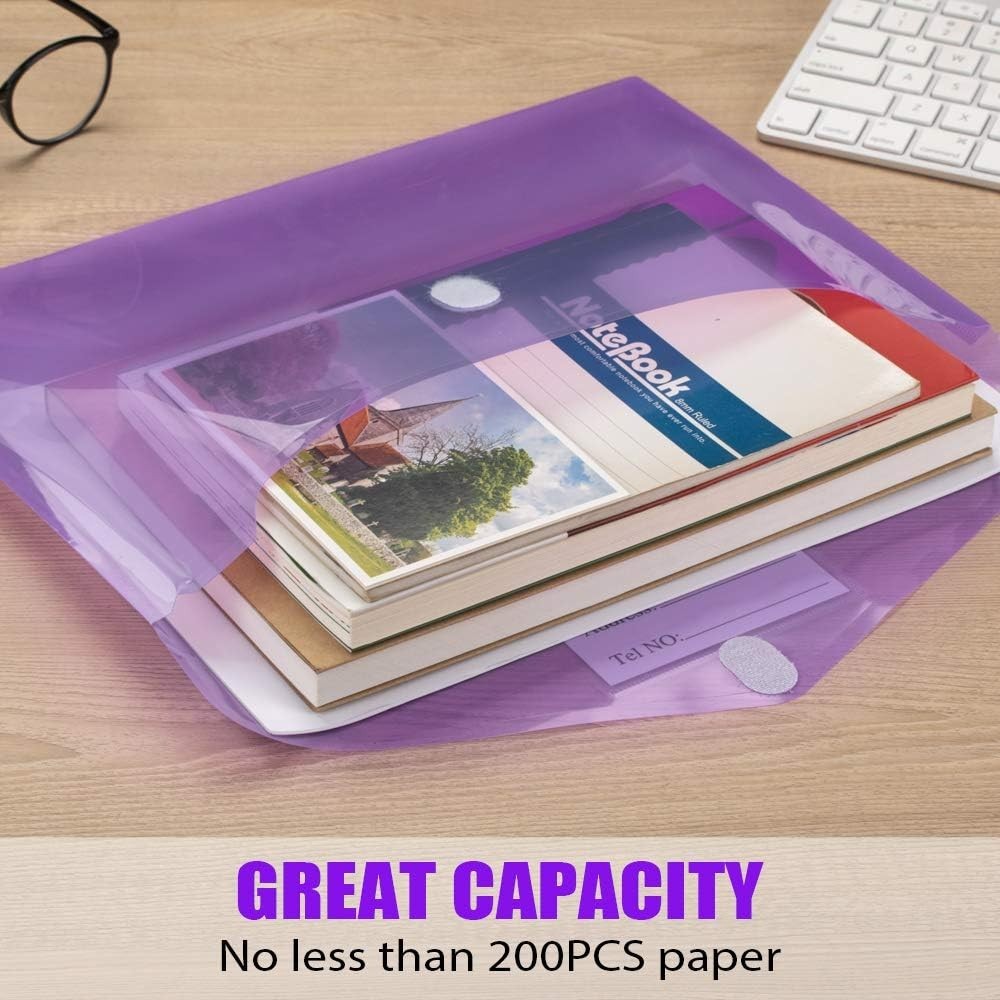 Colorful 10-Pack A4 Size Plastic Document Pouches – Waterproof & Durable Design