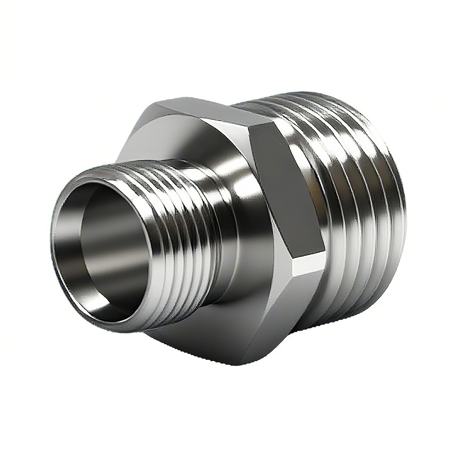 1/2 to 3/8 Water Line Adapter, Brass Compression Male Male, Nickel