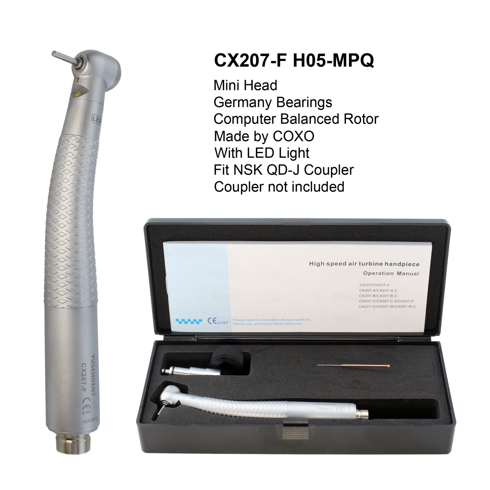 COXO Dental Self Power LED Handpiece CX207-F High Speed Turbine 2 4 Hole Midwest