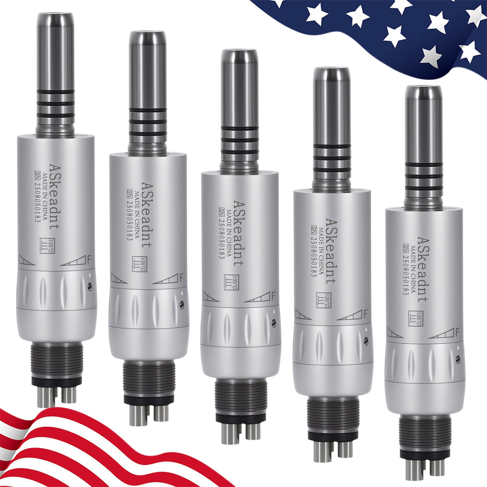 1-10*ASkeadnt Dental Low Speed E-type Air Motor Handpiece 4 Hole Inner channel