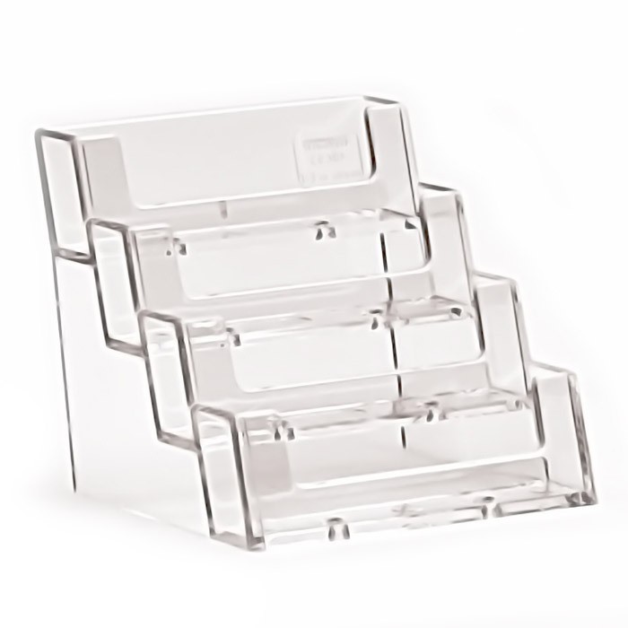 4-Pocket Clear Acrylic “deflect-o” Style Counter-Top Business Card Holder