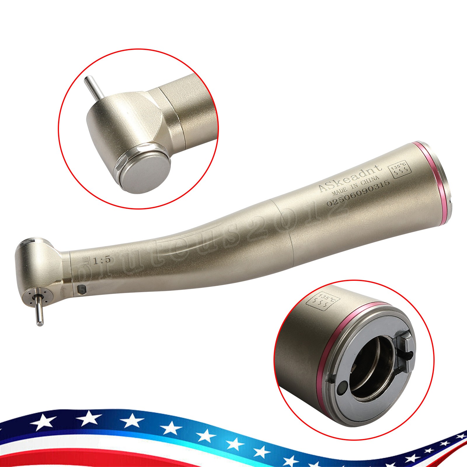 1:5 Contra Angle Electric Dental Handpiece Fiber Optic Mini Head ASKEADNT