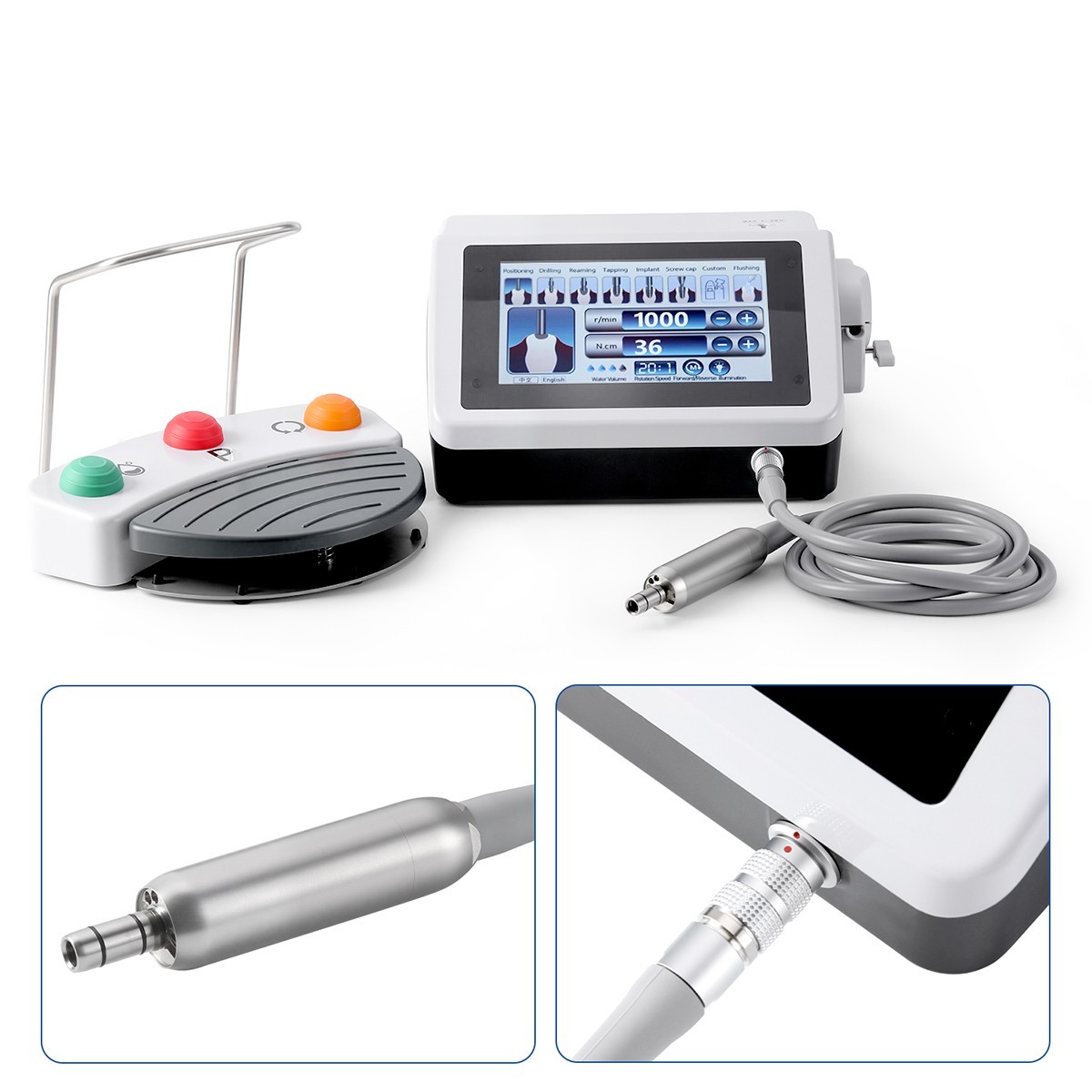AZDENT Dental Surgical Implant Motor System Touch Screen 20:1 LED Contra Angle