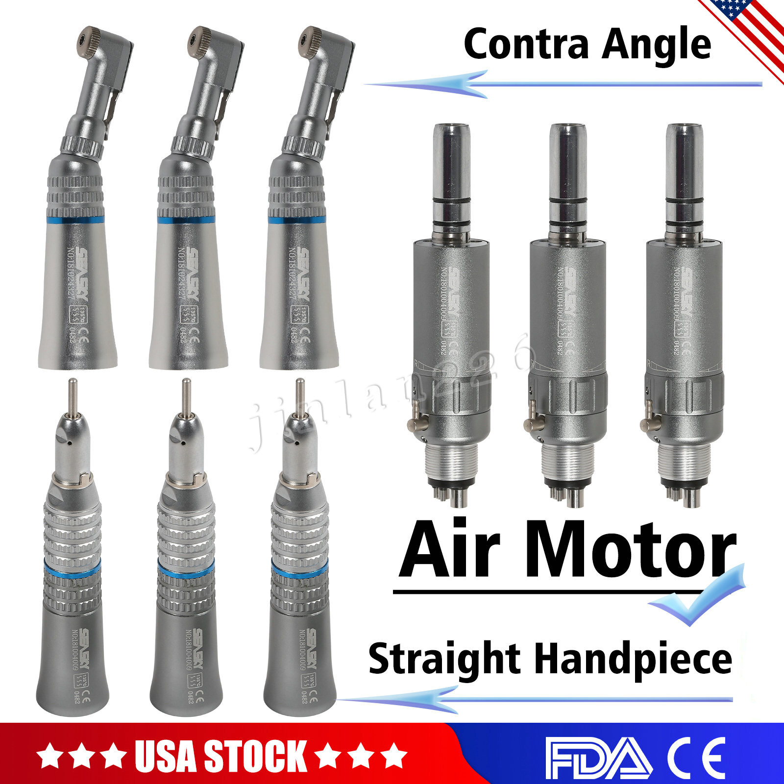 NSK Style Dental Slow Low Speed Handpiece Straight Contra Angle Air Motor 4/2H