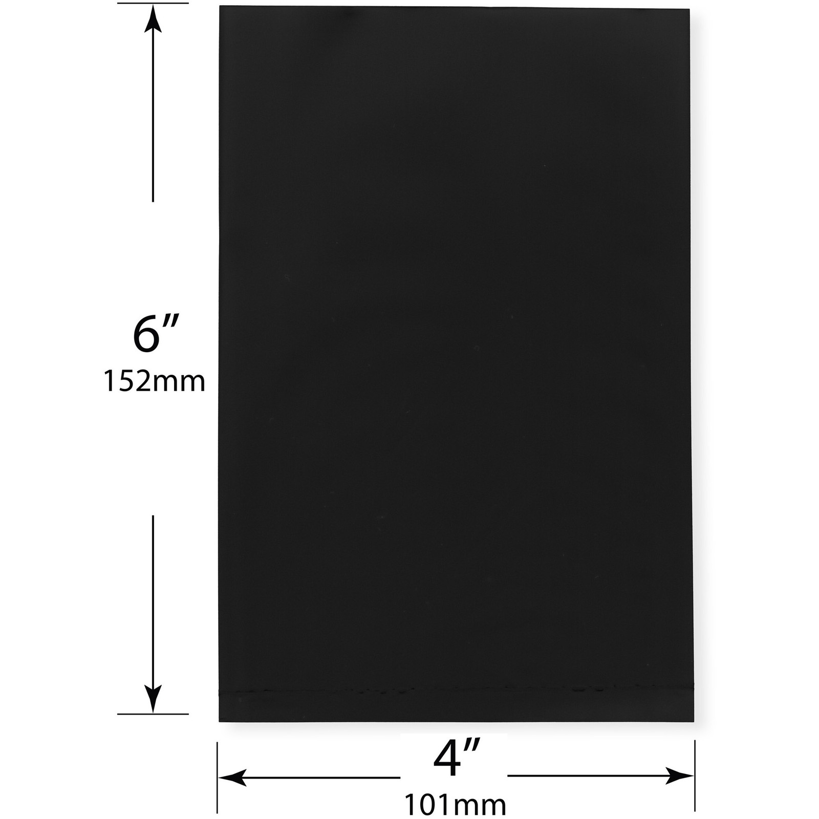 Plymor 4″ x 6″, Black 2 Mil Flat Open Plastic Poly Bags