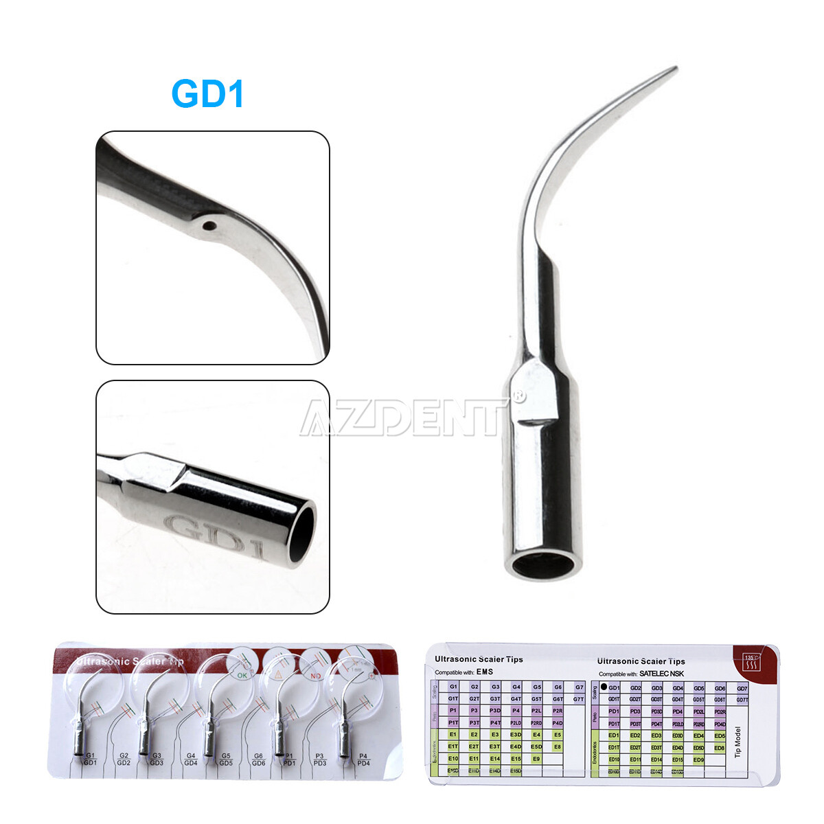 5Pcs Dental Ultrasonic Scaler Scaling Endo Perio Tips Fit For SATELEC/DTE/NSK
