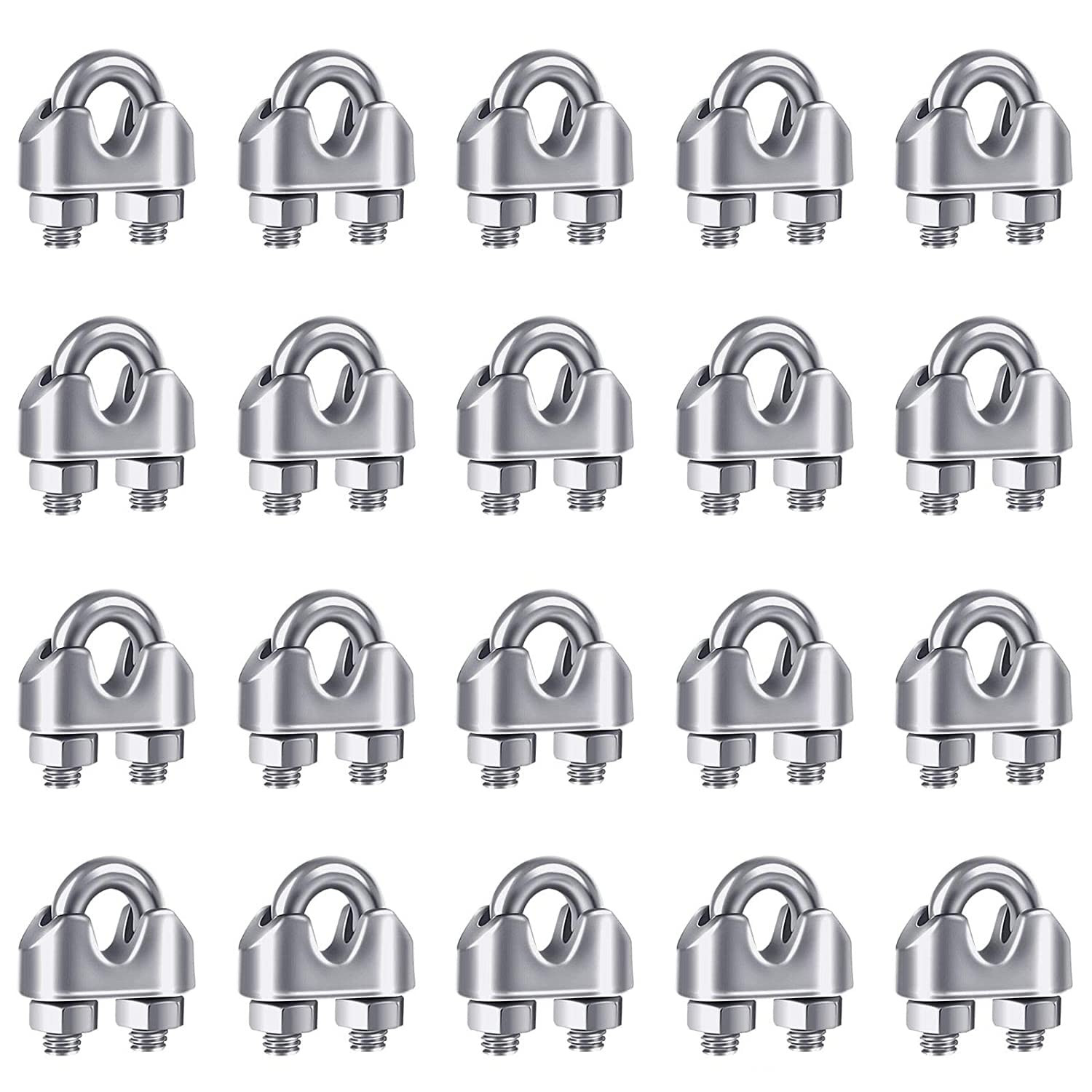20PCS 1/8 Inches M3 Stainless Steel Wire Rope Cable Clip Clamp