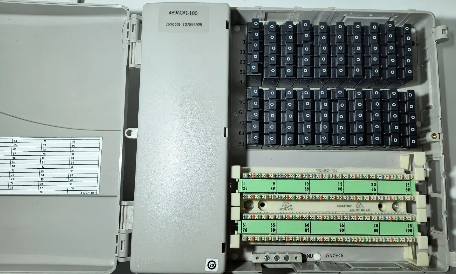 COMMSCOPE INDOOR BEP BUILDING ENTRANCE SURGE PROTECTOR TELCOM 489ACA1-100