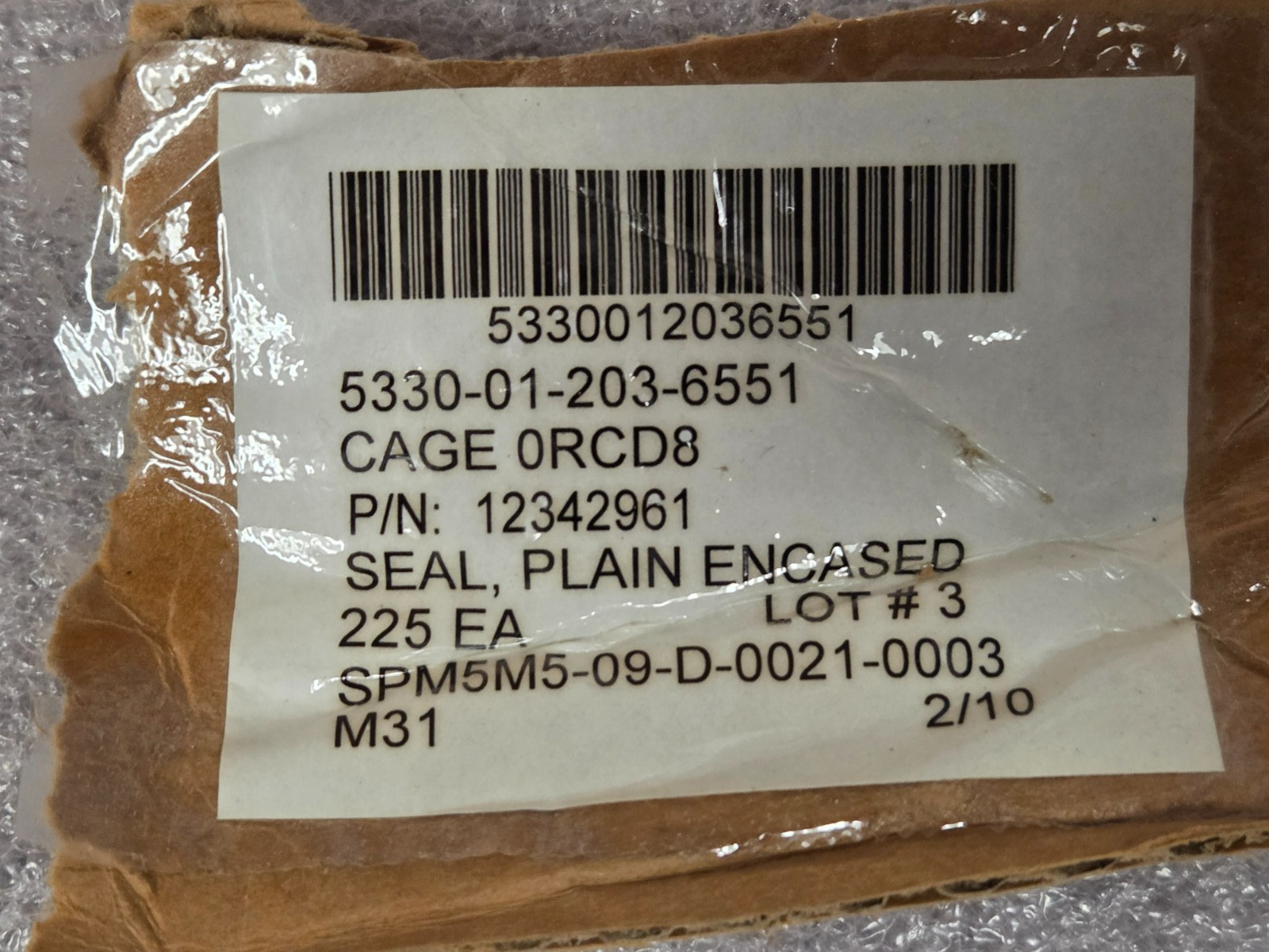 ‘1 PIECE’ – PN# 12342961 – HUMMER – SEAL, GEARED HUB – NSN: 5330-01-203-6551