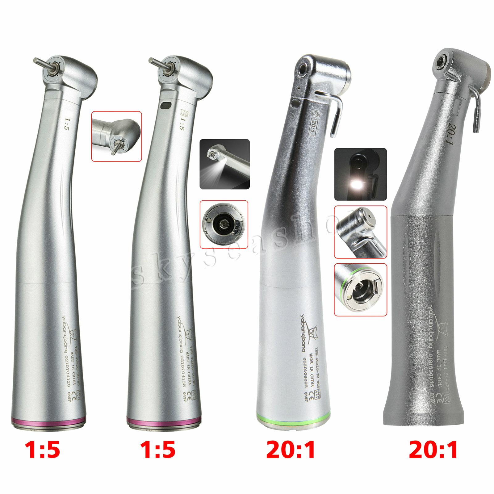Dental 1:1 1:5 20:1 (LED Optic) Contra Angle Handpiece fit KaVo NSK Sirona bw