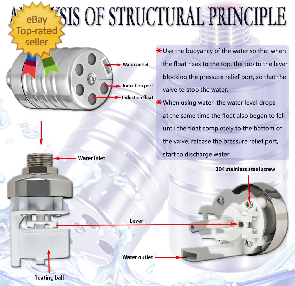 Float Valve,1/2″ to 3/4″ 1” Water Level Control Float Valve, 304 Stainless Stee