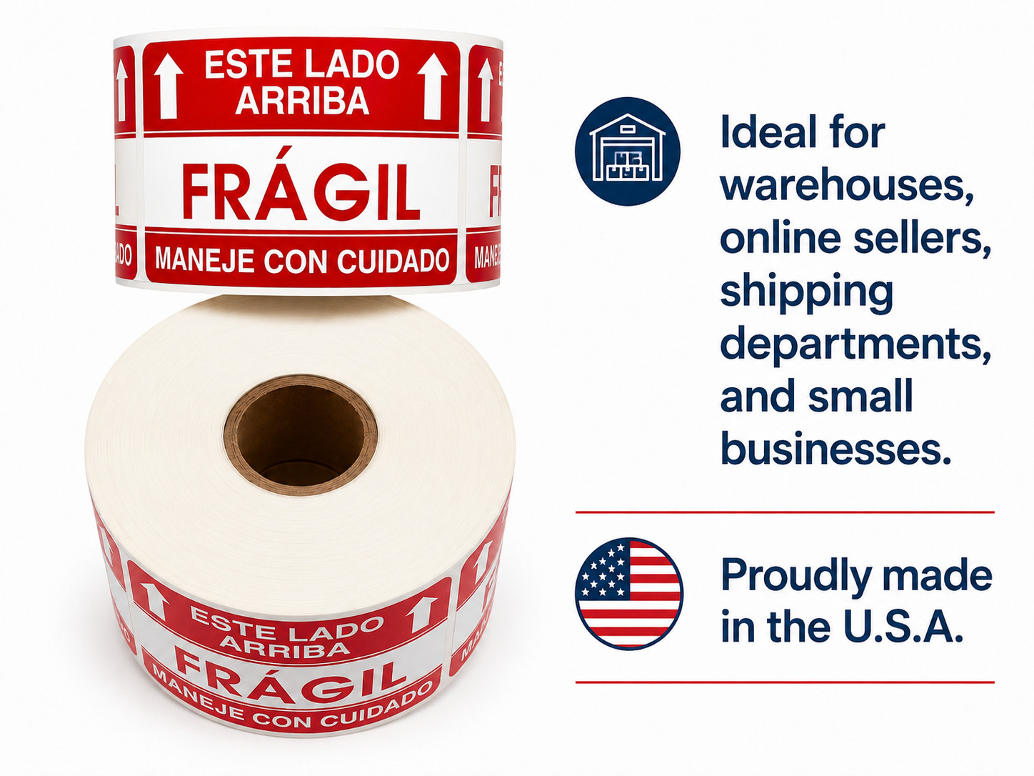 2×3 Spanish Labels Fragil / Fragile Este Lado Arriba / This Side Up 500 Stickers