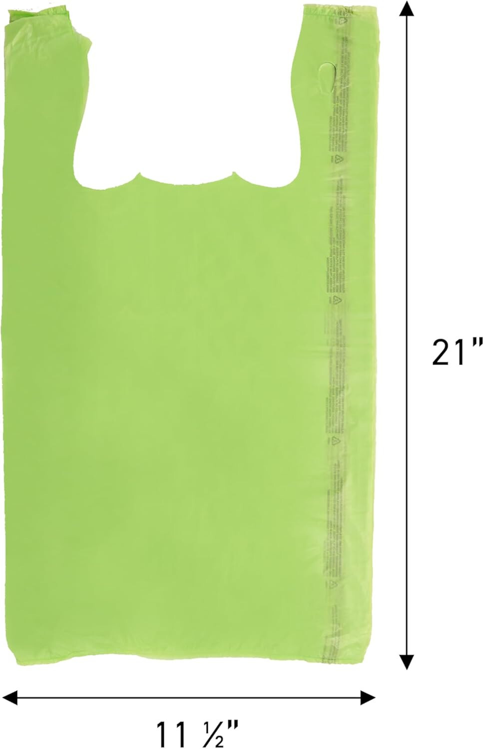Lime Green Plastic T-Shirt Bags Case of 1,000 11 ½” x 6″ x 21″ Shopping