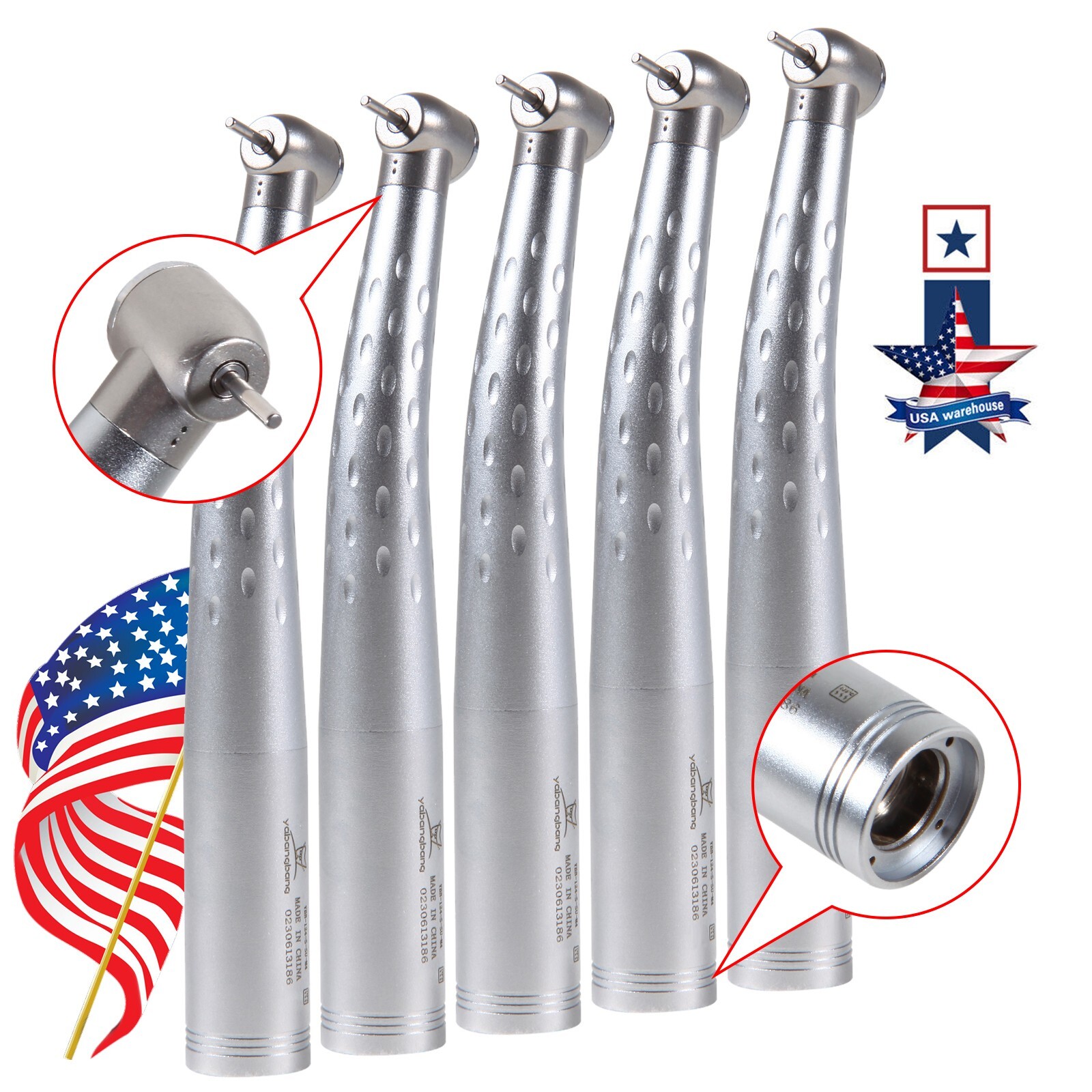 1-5* Dental High Speed Handpiece Standard Head / 4 Hole Coupler Fit KAV GB4 mx