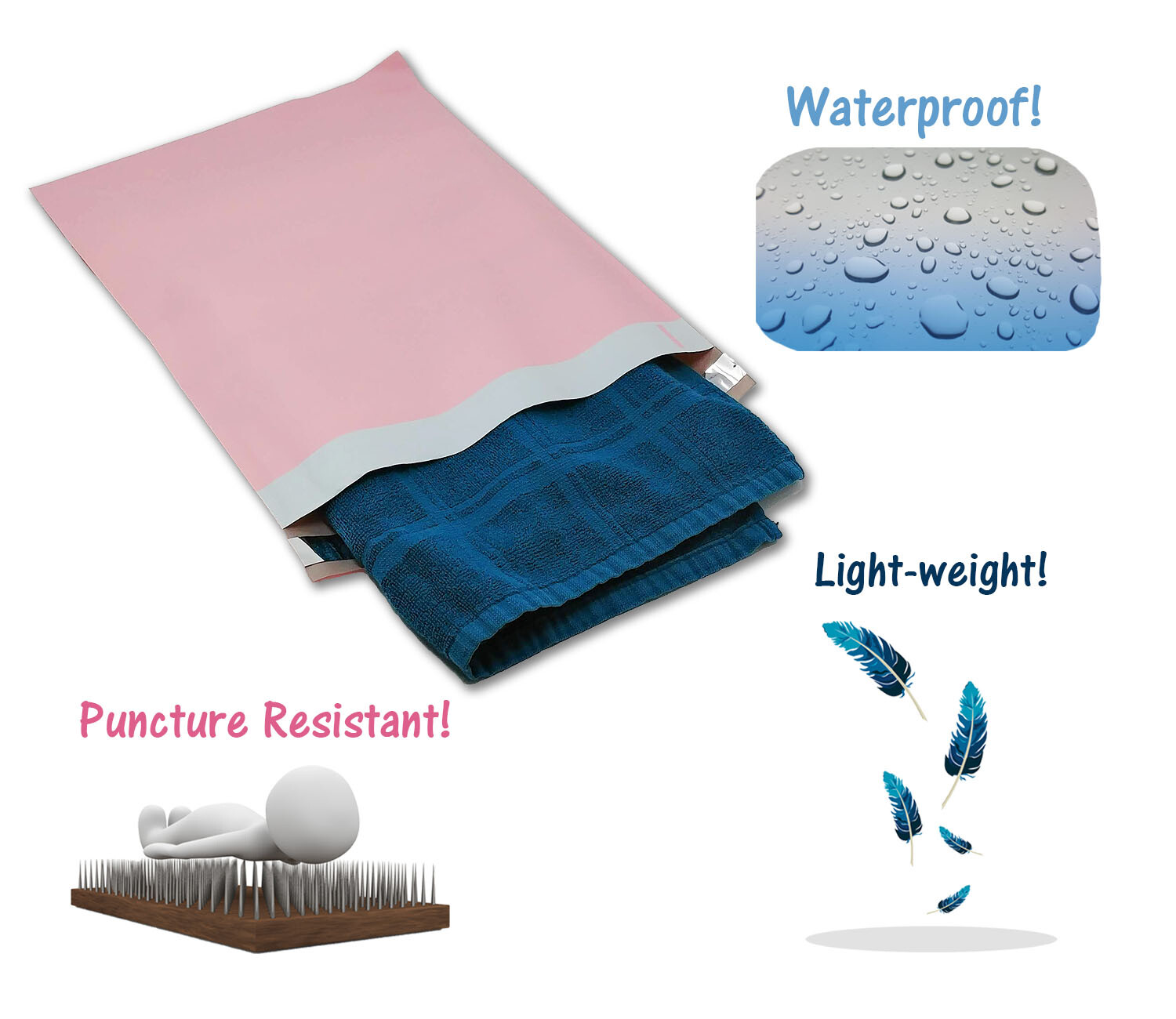 14.5×19, 12×15.5, 10×13, 6 Color Poly Mailers Self Sealing Shipping Bag Envelope