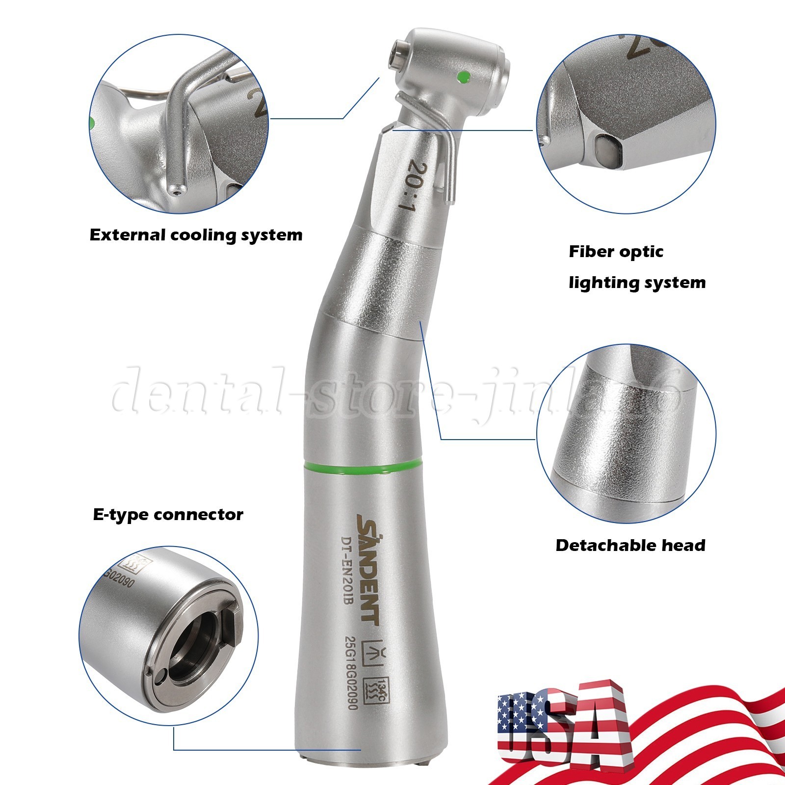 Dental Implant Handpiece 20:1 LED Contra Angle Fit Surgical Implant Motor