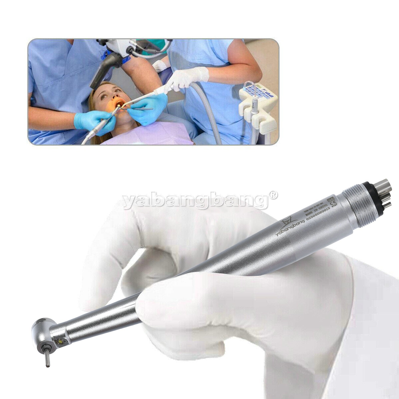 Dental High Speed Handpiece Mini LED Fiber Optic Small Head Air Turbine 4H USA